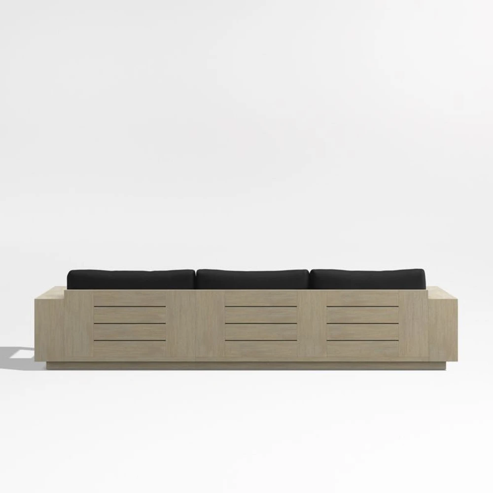 Mallorca Wood 2-Piece Right-Arm Chaise Outdoor Sectional Sofa with Cast Charcoal Grey Sunbrella ® Cushions