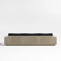 Mallorca Wood 2-Piece Right-Arm Chaise Outdoor Sectional Sofa with Cast Charcoal Grey Sunbrella ® Cushions