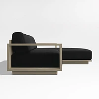 Mallorca Wood 2-Piece Right-Arm Chaise Outdoor Sectional Sofa with Cast Charcoal Grey Sunbrella ® Cushions