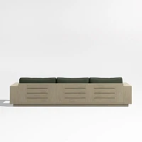 Mallorca Wood 2-Piece Right-Arm Chaise Outdoor Sectional Sofa with Cast Sage Green Sunbrella ® Cushions