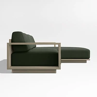 Mallorca Wood 2-Piece Right-Arm Chaise Outdoor Sectional Sofa with Cast Sage Green Sunbrella ® Cushions