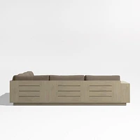 Mallorca Wood 3-Piece L-Shaped Outdoor Sectional Sofa with Cast Shale Brown Sunbrella ® Cushions