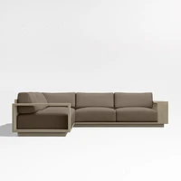 Mallorca Wood 3-Piece L-Shaped Outdoor Sectional Sofa with Cast Shale Brown Sunbrella ® Cushions
