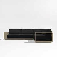 Mallorca Wood 3-Piece L-Shaped Outdoor Sectional Sofa with Cast Charcoal Grey Sunbrella ® Cushions