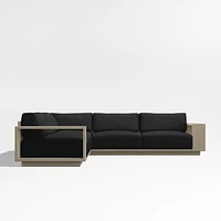 Mallorca Wood 3-Piece L-Shaped Outdoor Sectional Sofa with Cast Charcoal Grey Sunbrella ® Cushions