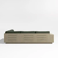 Mallorca Wood 3-Piece L-Shaped Outdoor Sectional Sofa with Cast Sage Green Sunbrella ® Cushions