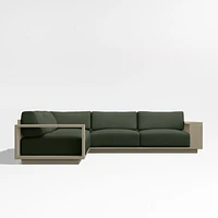 Mallorca Wood 3-Piece L-Shaped Outdoor Sectional Sofa with Cast Sage Green Sunbrella ® Cushions