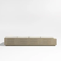 Mallorca Wood 4-Piece Left-Arm Chaise U-Shaped Outdoor Sectional Sofa with Canvas Natural Sunbrella ® Cushions