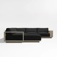 Mallorca Wood 4-Piece Left-Arm Chaise U-Shaped Outdoor Sectional Sofa with Cast Charcoal Grey Sunbrella ® Cushions