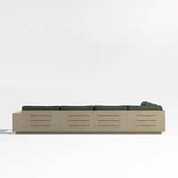 Mallorca Wood 4-Piece Right-Arm Chaise U-Shaped Outdoor Sectional Sofa with Cast Sage Green Sunbrella ® Cushions