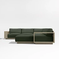Mallorca Wood 4-Piece Right-Arm Chaise U-Shaped Outdoor Sectional Sofa with Cast Sage Green Sunbrella ® Cushions