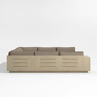 Mallorca Wood 5-Piece U-Shaped Outdoor Sectional Sofa with Cast Shale Brown Sunbrella ® Cushions