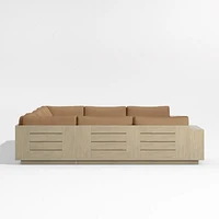 Mallorca Wood 5-Piece U-Shaped Outdoor Sectional Sofa with Cast Teak Brown Sunbrella ® Cushions