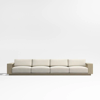 Mallorca 154" Wood 2-Piece Outdoor Sofa with Ivory Cushions