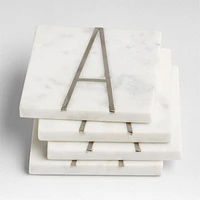 Marble "A" Monogram Coasters, Set of 4