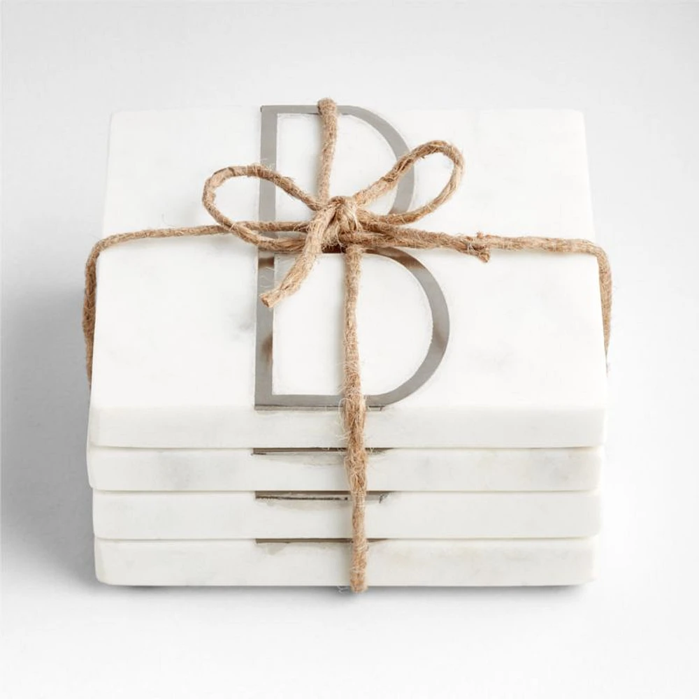 Marble "B" Monogram Coasters, Set of 4