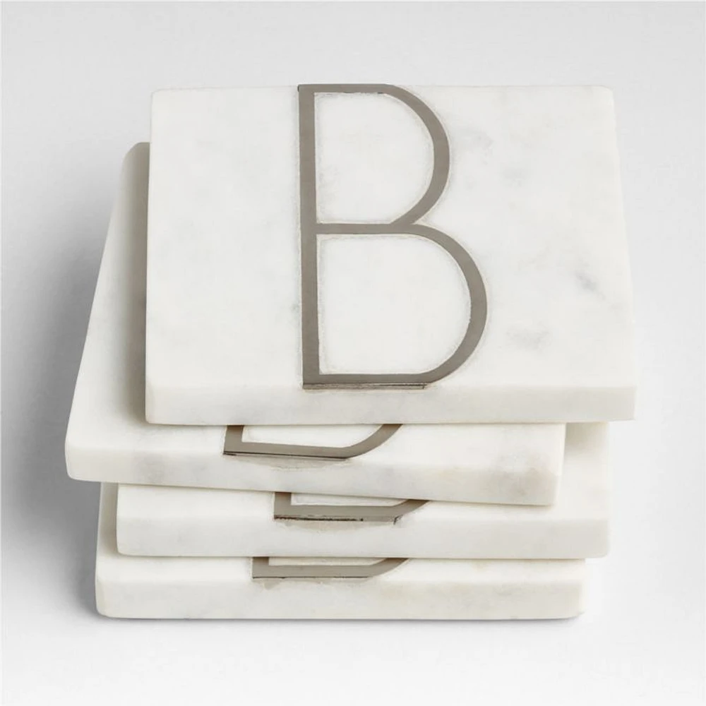 Marble "B" Monogram Coasters, Set of 4