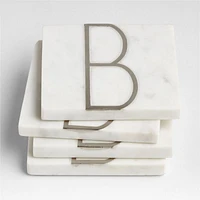 Marble "B" Monogram Coasters, Set of 4