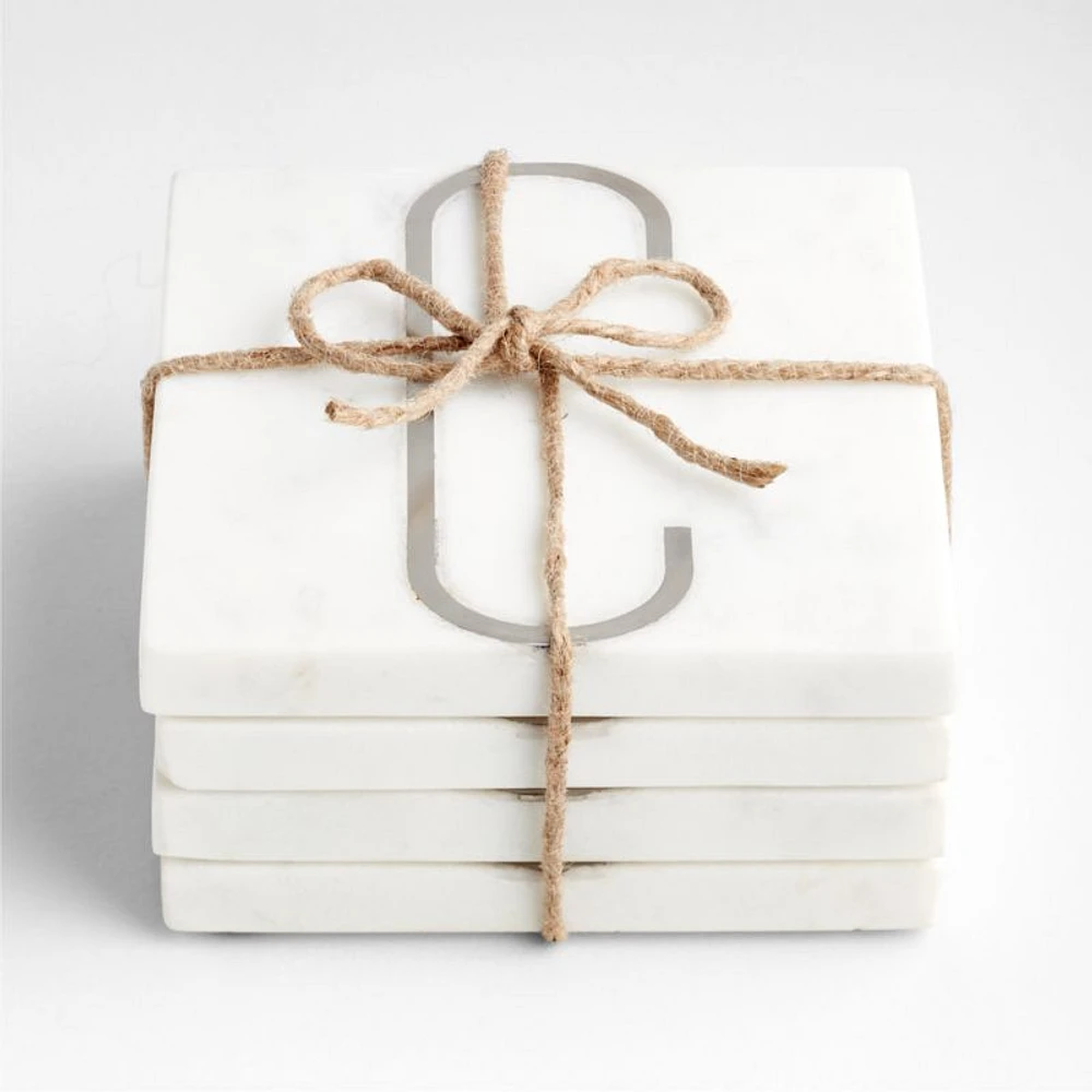 Marble "C" Monogram Coasters, Set of 4