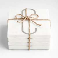 Marble "C" Monogram Coasters, Set of 4