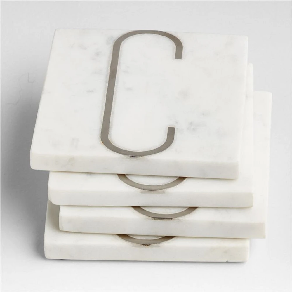 Marble "C" Monogram Coasters, Set of 4