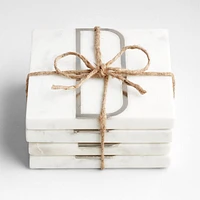 Marble "D" Monogram Coasters, Set of 4