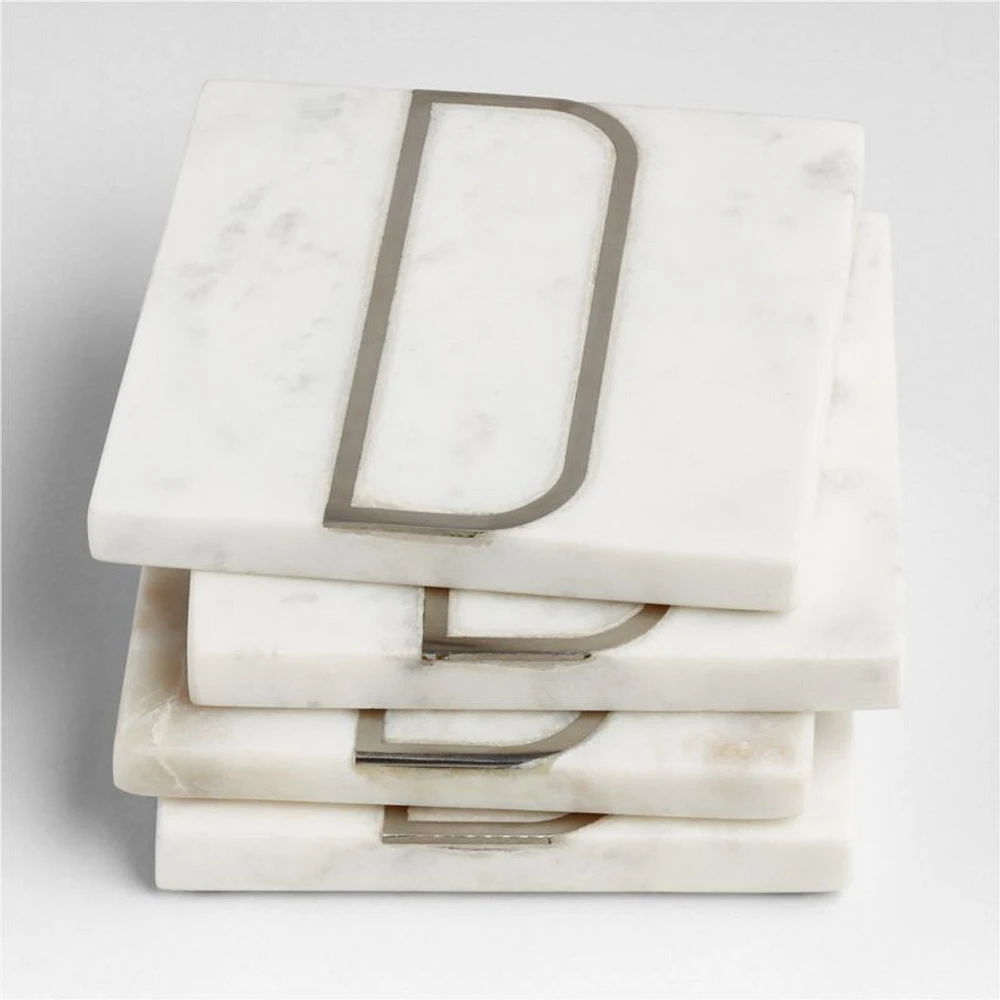Marble "D" Monogram Coasters, Set of 4