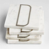Marble "D" Monogram Coasters, Set of 4