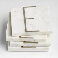 Marble "E" Monogram Coasters, Set of 4