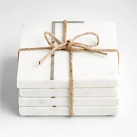 Marble "F" Monogram Coasters, Set of 4