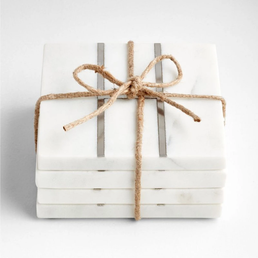 Marble "H" Monogram Coasters, Set of 4