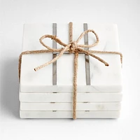 Marble "H" Monogram Coasters, Set of 4