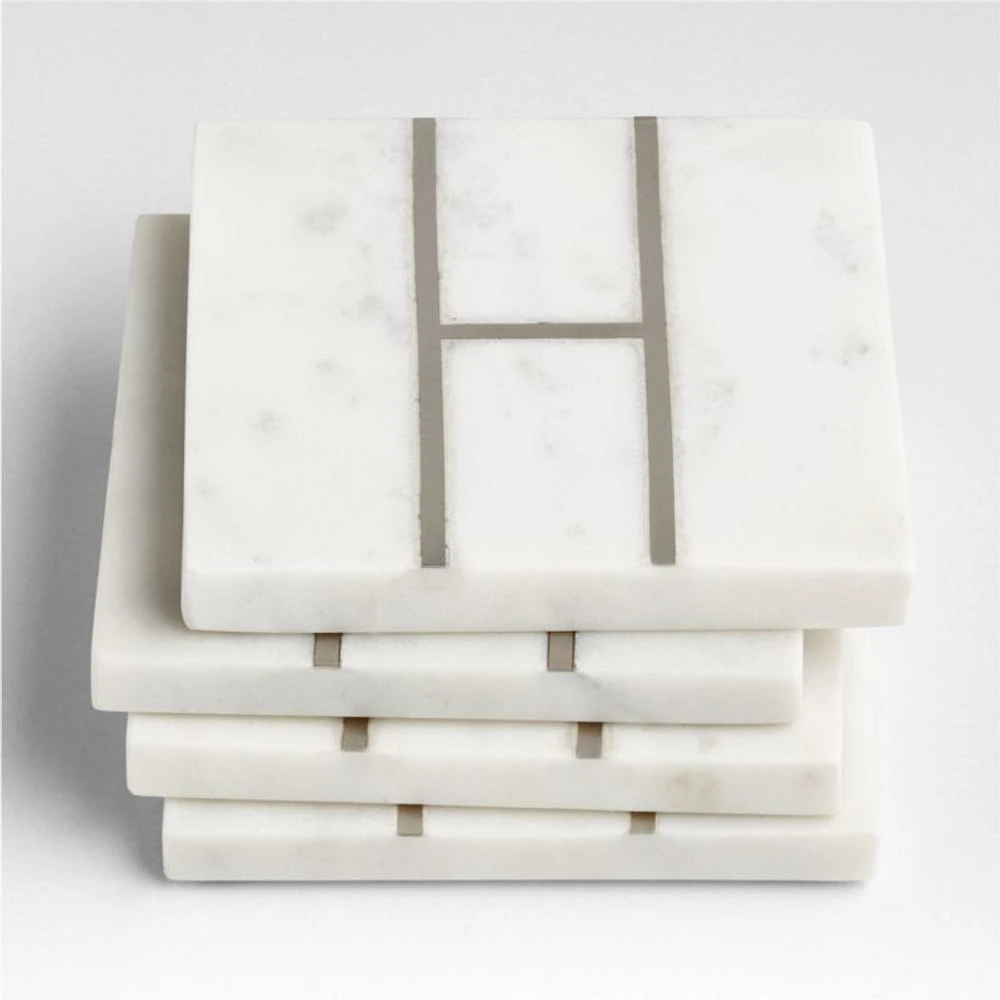 Marble "H" Monogram Coasters, Set of 4