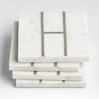 Marble "H" Monogram Coasters, Set of 4