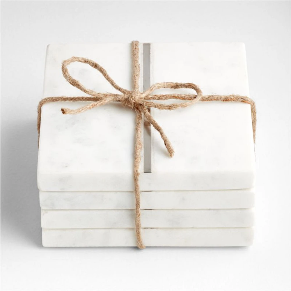 Marble "I" Monogram Coasters, Set of 4