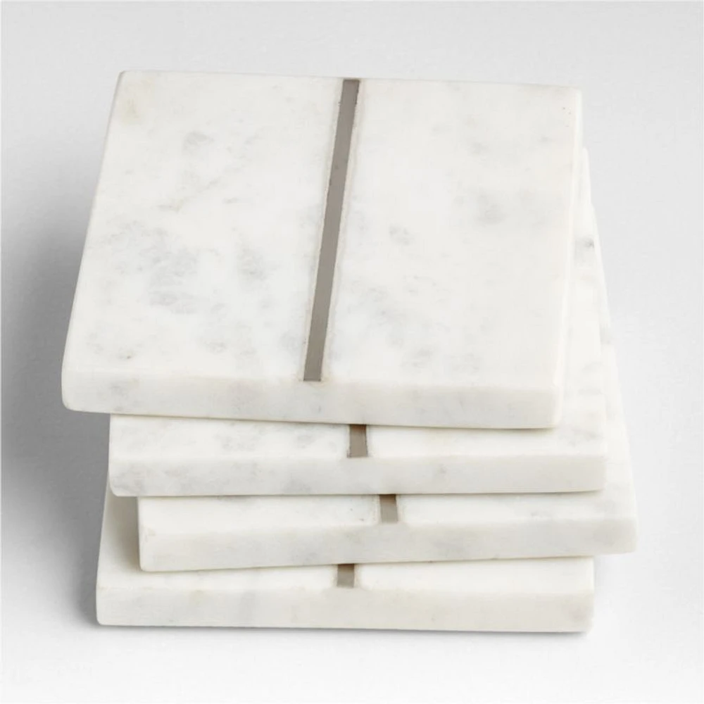 Marble "I" Monogram Coasters, Set of 4