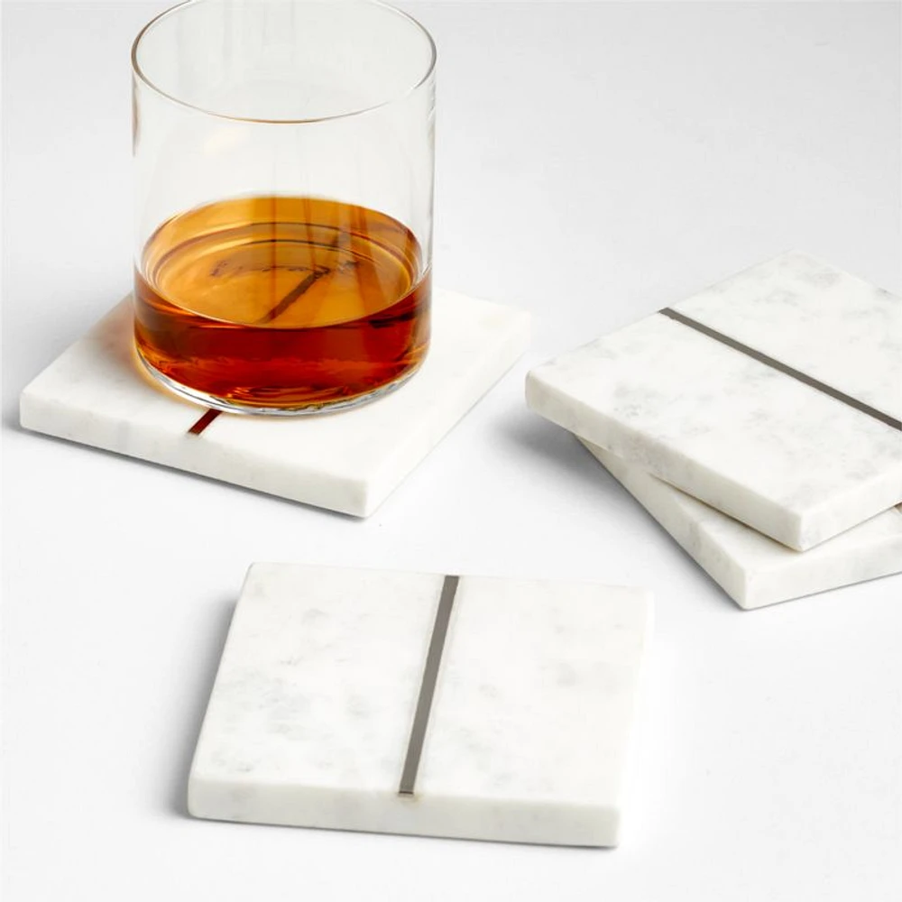 Marble "I" Monogram Coasters, Set of 4
