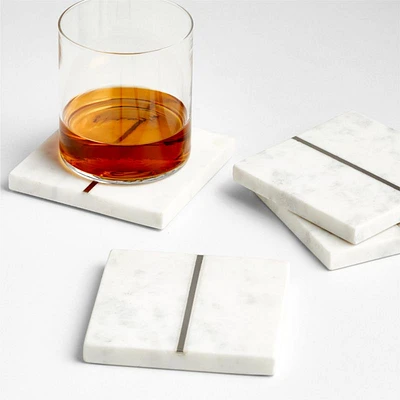 Marble "I" Monogram Coasters, Set of 4