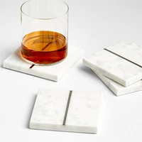 Marble "I" Monogram Coasters, Set of 4