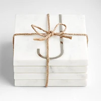 Marble "J" Monogram Coasters, Set of 4