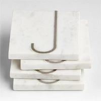 Marble "J" Monogram Coasters, Set of 4