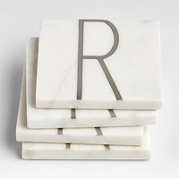 Marble "R" Monogram Coasters, Set of 4