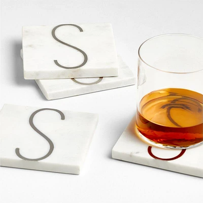 Marble "S" Monogram Coasters, Set of 4