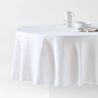 Marin 100" Round White EUROPEAN FLAX ™-Certified Linen Tablecloth