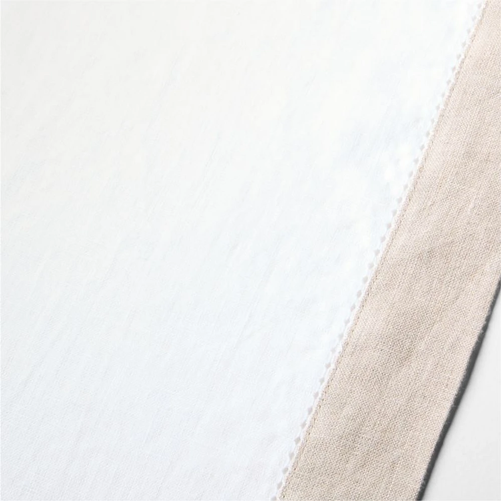 Marin 120" Natural and Cream EUROPEAN FLAX ™-Certified Linen Runner with Hemstitch