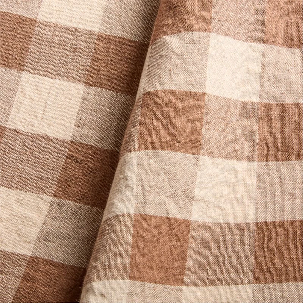 Marin and Natural Buffalo Check Oversized EUROPEAN FLAX ™-Certified Linen Tablecloth