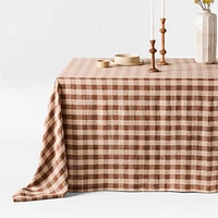 Marin and Natural Buffalo Check Oversized EUROPEAN FLAX ™-Certified Linen Tablecloth
