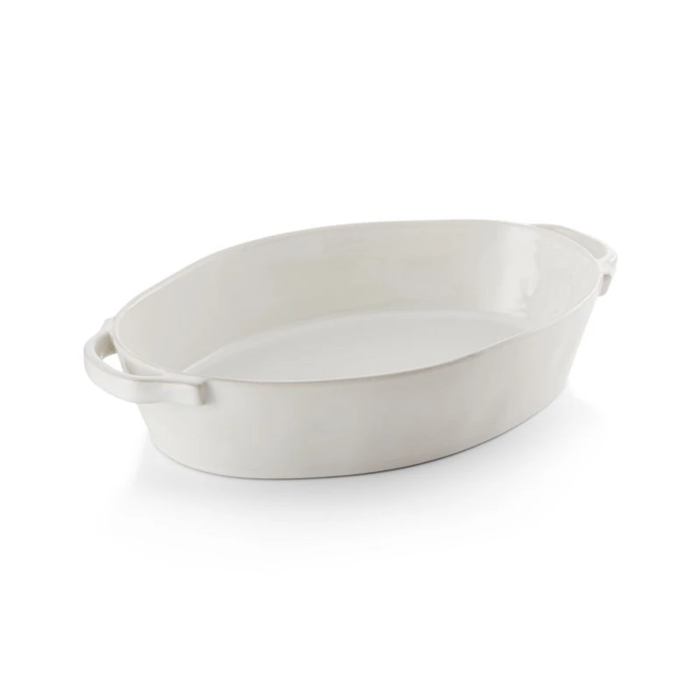 Marin 10"x13.75" White Oval Baker with Handles