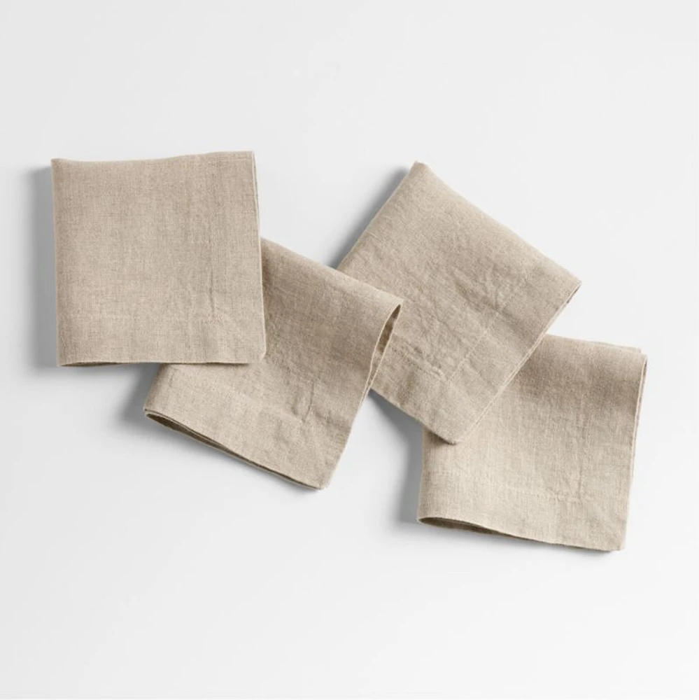 Marin Natural EUROPEAN FLAX ™-Certified Linen Cocktail Napkins, Set of 4