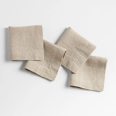 Marin Natural EUROPEAN FLAX ™-Certified Linen Cocktail Napkins, Set of 4